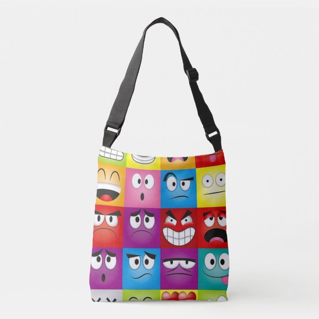 Moods and Emoticons Crossbody Bag (Front)