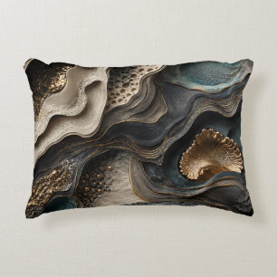 Moody Abstract Earth Tone Organic Layered Stone Decorative Cushion