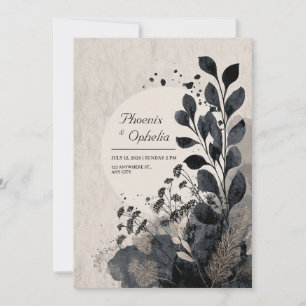 Moody Abstract Foliage Wedding  Invitation