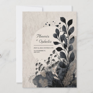 Moody Abstract Foliage Wedding Invitation