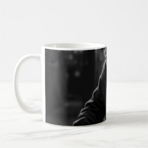 Moody Aesthetic Boy in Hoodie Round Keychain Coffee Mug