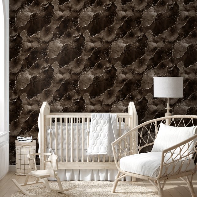Moody Agate | Bronze Coffee Brown Golden Taupe Wallpaper (Kids)