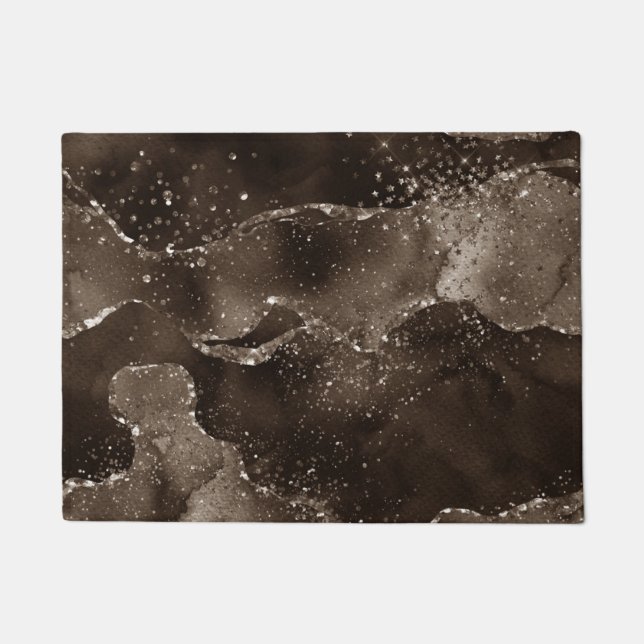 Moody Agate | Coffee Brown Golden Bronze Taupe Doormat (Front)