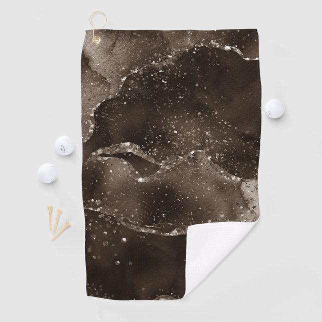 Moody Agate | Coffee Brown Golden Bronze Taupe Golf Towel (InSitu)