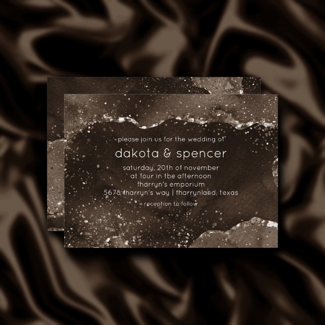 Moody Agate | Coffee Brown Golden Bronze Taupe Invitation (Creator Uploaded)