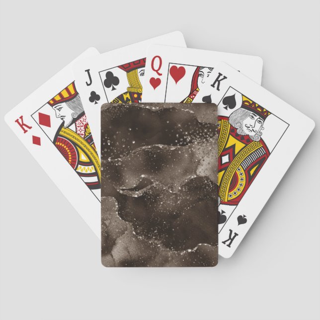 Moody Agate | Coffee Brown Golden Bronze Taupe Playing Cards (Back)