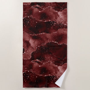 Moody Agate   Henna Blood Red Garnet Jewel Tone Beach Towel