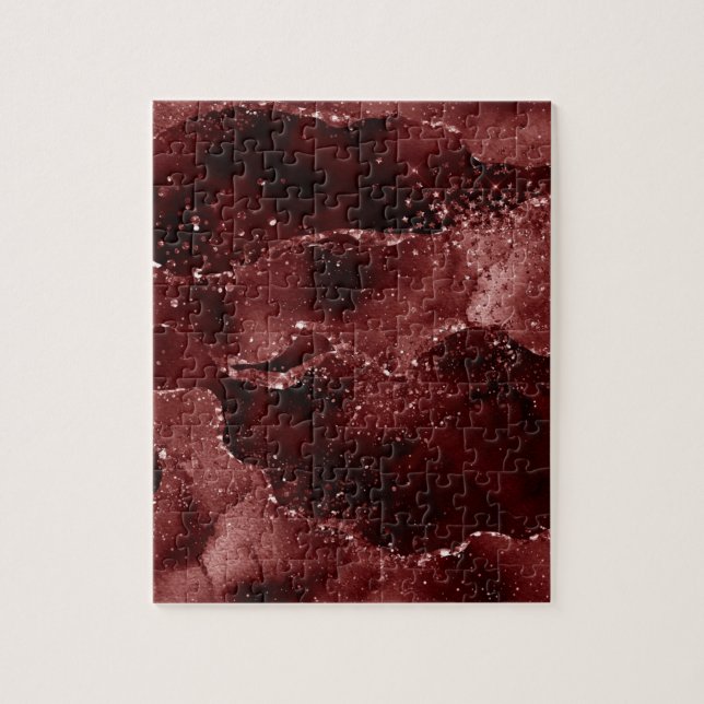 Moody Agate | Henna Blood Red Garnet Jewel Tone Jigsaw Puzzle (Vertical)