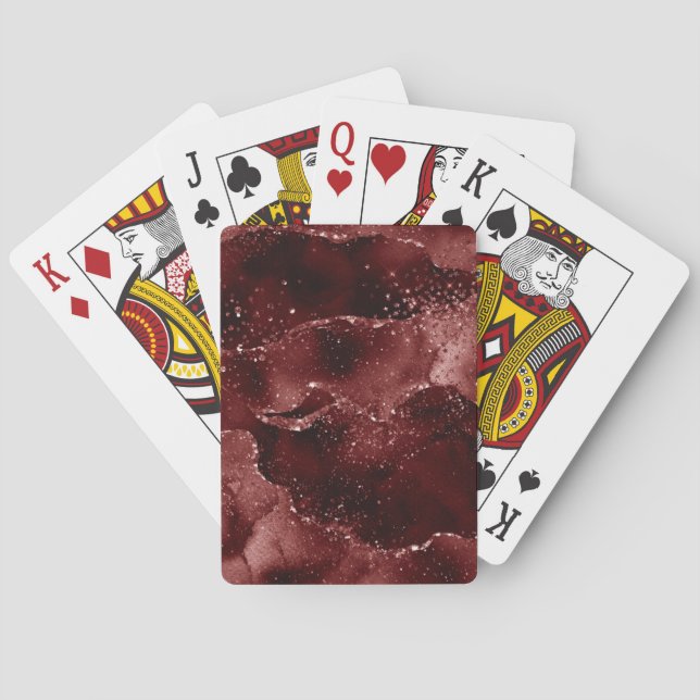 Moody Agate | Henna Blood Red Garnet Jewel Tone Playing Cards (Back)