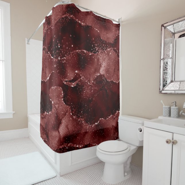 Moody Agate | Henna Blood Red Garnet Jewel Tone Shower Curtain (In Situ)