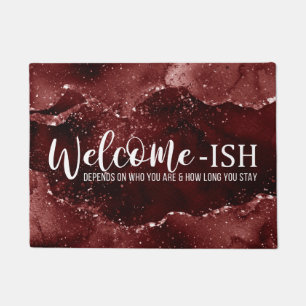Moody Agate Henna Blood Red Jewel Tone Welcome Doormat