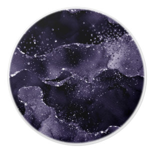Moody Agate Midnight Indigo Deep Purple Glam Ceramic Knob