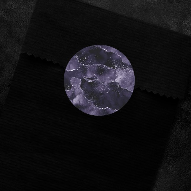 Moody Agate | Midnight Indigo Deep Purple Glam Classic Round Sticker (Creator Uploaded)