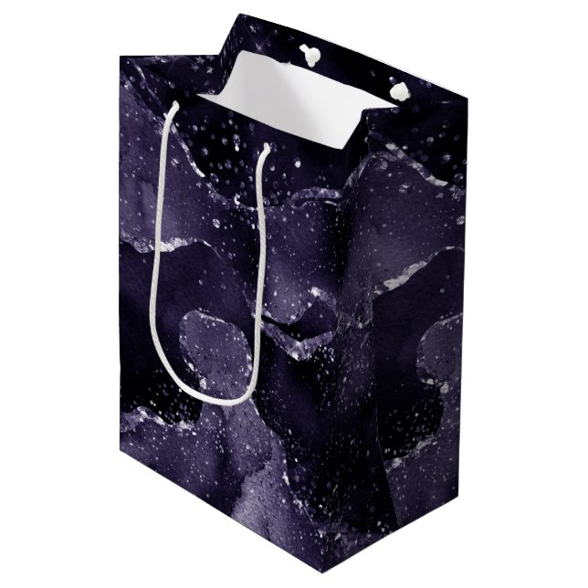 Moody Agate | Midnight Indigo Deep Purple Glam Medium Gift Bag (Front Angled)