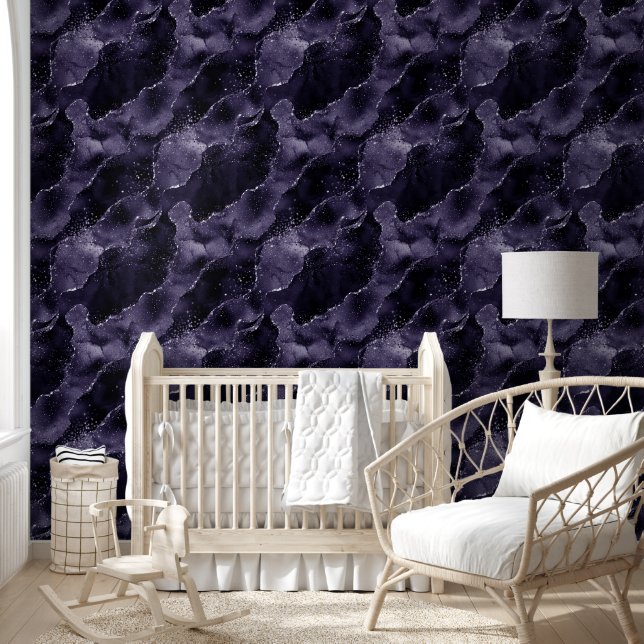 Moody Agate | Midnight Indigo Deep Purple Glam Wallpaper (Kids)