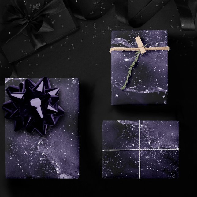 Moody Agate | Midnight Indigo Deep Purple Glam Wrapping Paper Sheet (Creator Uploaded)