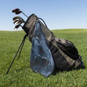 Moody Agate Navy Denim Steel Blue Faux Glitter Golf Towel