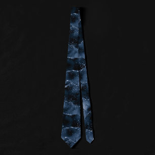 Moody Agate   Navy Denim Steel Blue Faux Glitter Tie