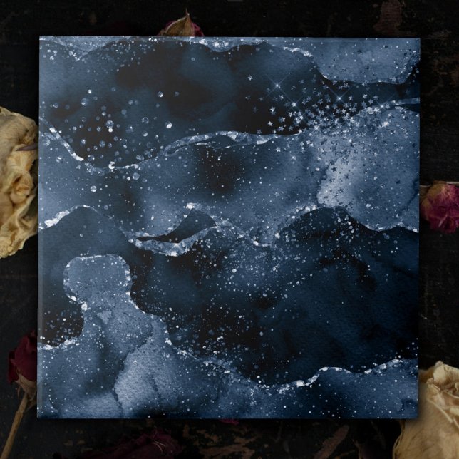 Moody Agate | Navy Denim Steel Blue Faux Glitter Tile (Creator Uploaded)