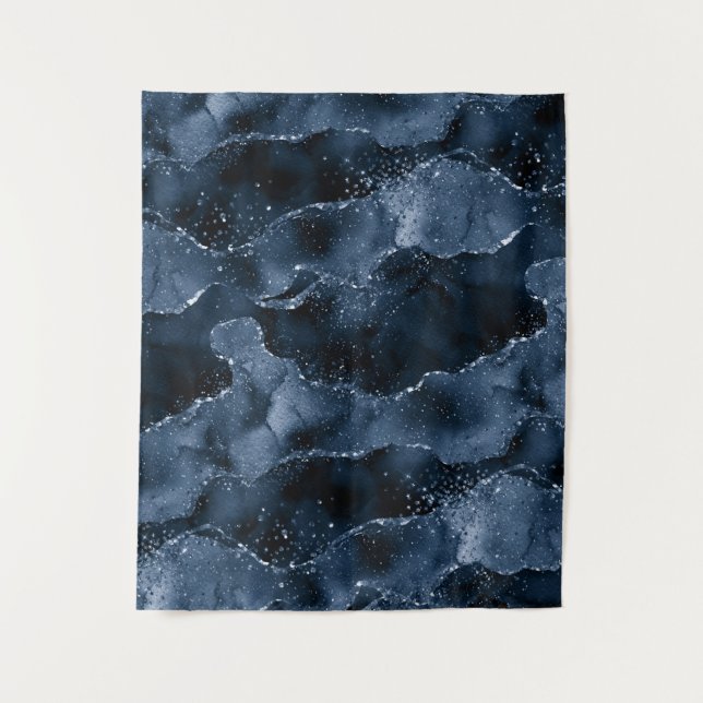 Moody Agate | Navy Denim Steel Blue Photo Backdrop Tapestry (Front)