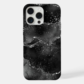 Moody Agate | Onyx Black Silver Vampy Goth Glitter iPhone 15 Pro Max Case