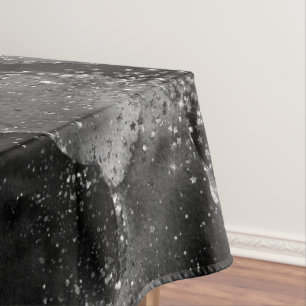 Moody Agate   Onyx Black Silver Vampy Goth Glitter Tablecloth