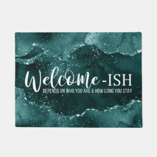 Moody Agate   Teal Green Malachite Fun Welcome-Ish Doormat