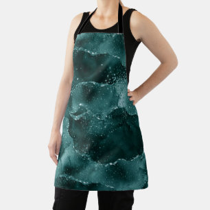 Moody Agate Teal Green Malachite Rich Jewel Tone Apron
