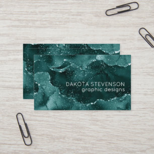 Moody Agate Teal Green Malachite Rich Jewel Tone Business Card