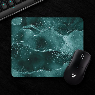 Moody Agate   Teal Green Malachite Rich Jewel Tone Mouse Pad