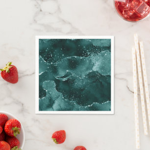 Moody Agate   Teal Green Malachite Rich Jewel Tone Napkin