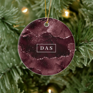 Moody Agate Wine Bordeaux Sangria Merlot Custom Ceramic Tree Decoration