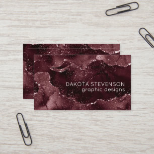 Moody Agate Wine Bordeaux Sangria Merlot Maroon Business Card