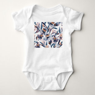 Moody Alstroemeria: Watercolor Flowers Pattern Baby Bodysuit