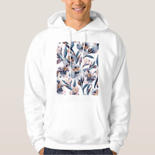 Moody Alstroemeria: Watercolor Flowers Pattern Hoodie