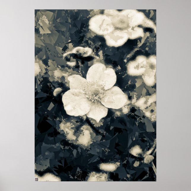 Moody Anemone Flower Botanical Art Poster (Front)
