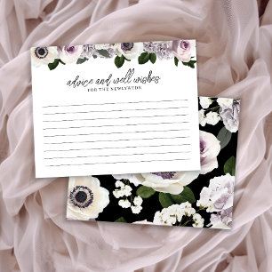 Moody Anemone & Purple Floral Bridal Shower Advice Enclosure Card