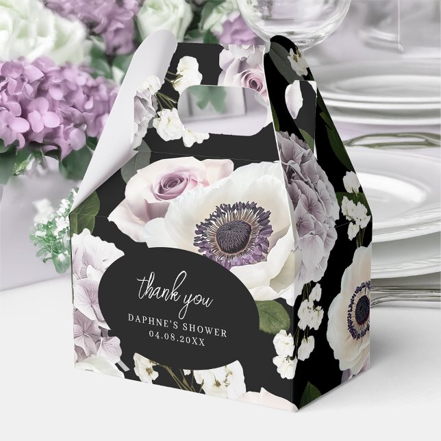 Moody Anemone & Purple Floral Bridal Shower Gable Favour Box (Creator Uploaded)