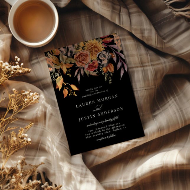 Moody Autumn Elegant Floral Wedding Invitation (Creator Uploaded)