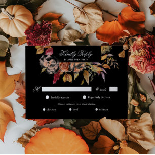 Moody Autumn Floral RSVP Meal Choice Card