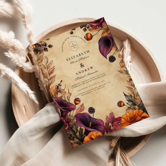 Moody Autumn Floral Wedding Invitation (Creator Uploaded)