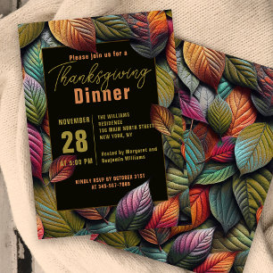 Moody Autumn Foliage Thanksgiving Dinner Invitation