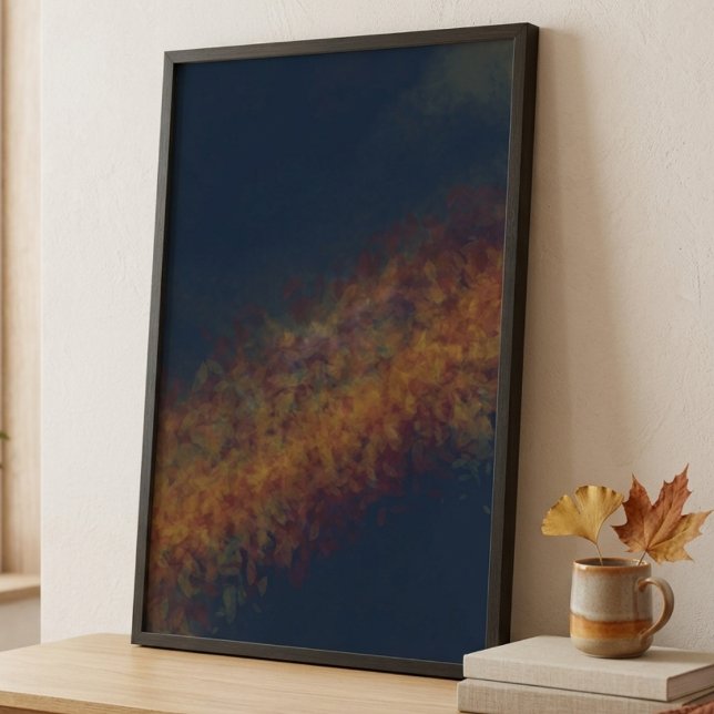 Moody Autumn Leaf Abstract Large Wall Art (A moody autumn leaf poster for a cozy grandparent housewarming celebration.)