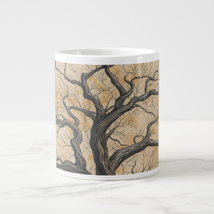 Moody Autumn Tree Silhouette Vintage Nature Art Large Coffee Mug