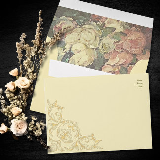 Moody Baroque Floral Vintage Wedding RSVP Envelope