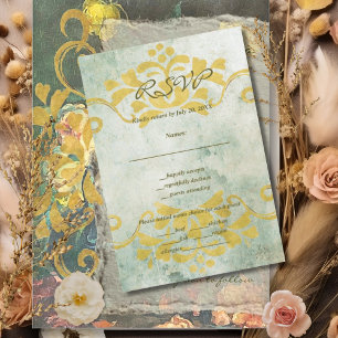 Moody Baroque Vintage Floral Wedding RSVP Card