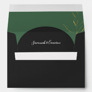 MOODY BLACK AND GREEN WEDDING ENVELOPE W/ ADDRESS