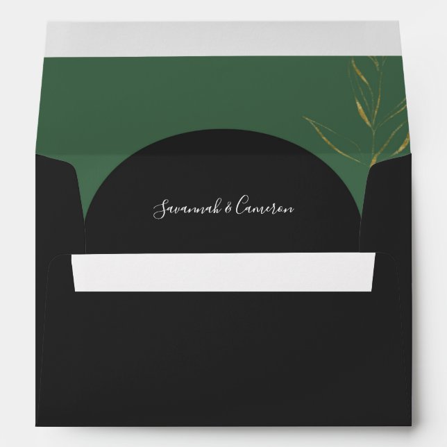 MOODY BLACK AND GREEN WEDDING ENVELOPE W/ ADDRESS (Back (Bottom))