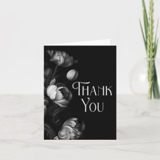 Moody Black and White Flower thank you Card