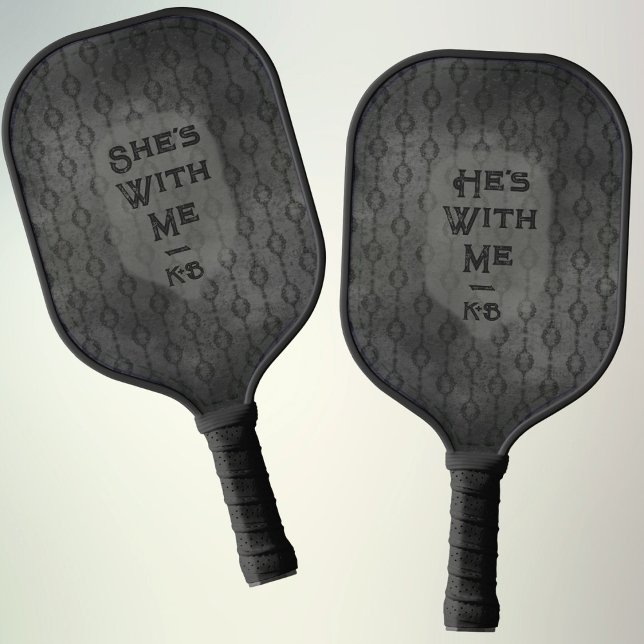 Moody Black Custom Name Anniversary Gift Couple  Pickleball Paddle (Creator Uploaded)